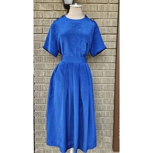 VTG 80s SK & Company Blue Black Polka Dot 2 Pc Skirt Suit Set sz 10